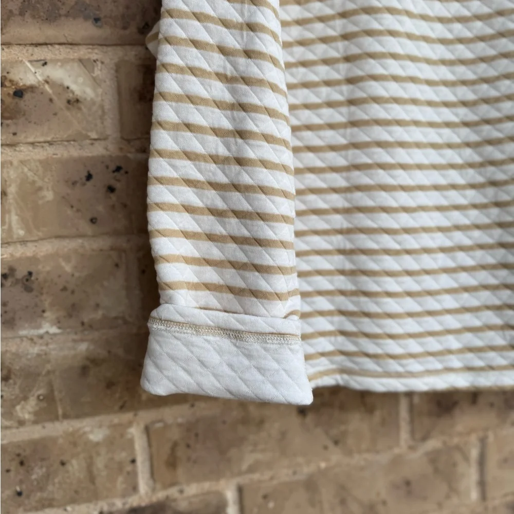 J. Crew Reversible Quilted Pullover Tan Cream Size Small